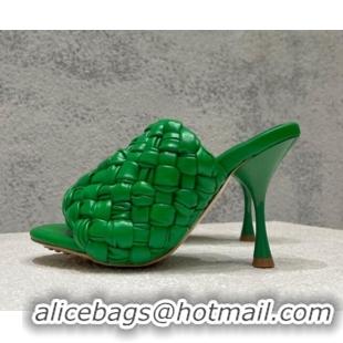 Luxury Bottega Veneta Dot Wave High Heel Slide Sandals 9.5cm Grass Green 080826