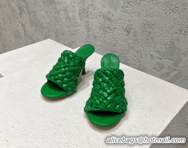 Luxury Bottega Veneta Dot Wave High Heel Slide Sandals 9.5cm Grass Green 080826