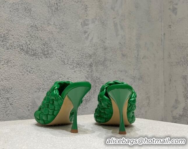 Luxury Bottega Veneta Dot Wave High Heel Slide Sandals 9.5cm Grass Green 080826