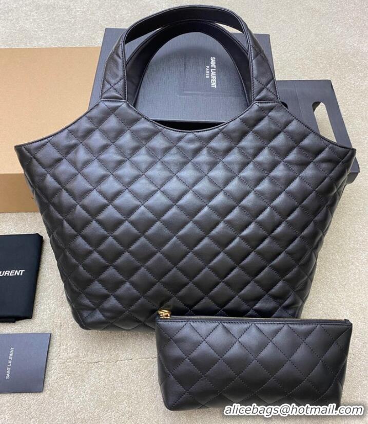 Modern Classic Yves Saint Laurent ICARE MAXI SHOPPING BAG IN QUILTED LAMBSKIN 698652 Black