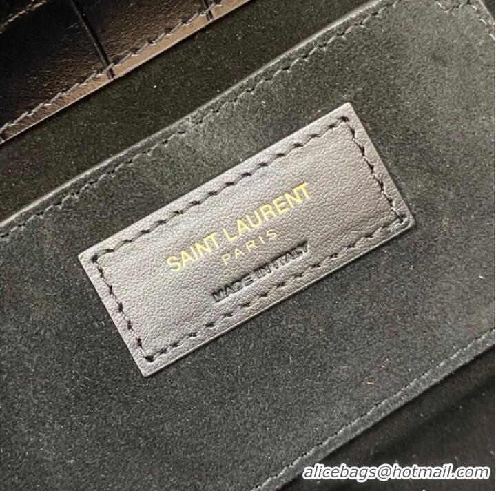 Cheapest SAINT LAURENT MANHATTAN CLUTCH IN CROCODILE-EMBOSSED LEATHER 695949 black