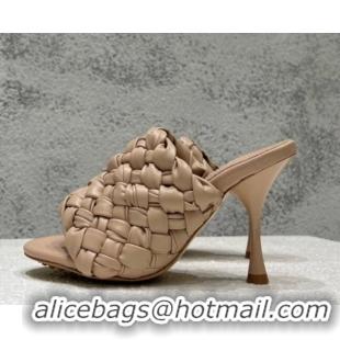 Best Grade Bottega Veneta Dot Wave High Heel Slide Sandals 9.5cm Nude 080829