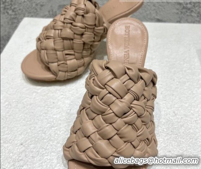 Best Grade Bottega Veneta Dot Wave High Heel Slide Sandals 9.5cm Nude 080829