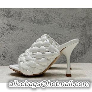 Grade Bottega Veneta Dot Wave High Heel Slide Sandals 9.5cm White 080830