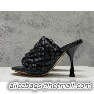 Grade Quality Bottega Veneta Dot Wave High Heel Slide Sandals 9.5cm Black 080831