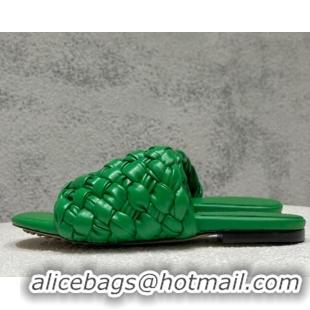 Good Quality Bottega Veneta Dot Wave Flat Slide Sandals Grass Green 080832