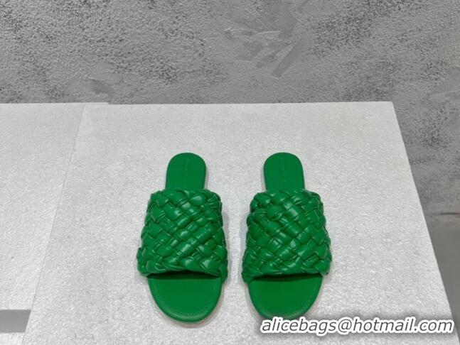 Good Quality Bottega Veneta Dot Wave Flat Slide Sandals Grass Green 080832