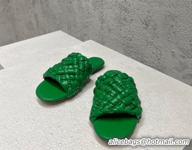 Good Quality Bottega Veneta Dot Wave Flat Slide Sandals Grass Green 080832