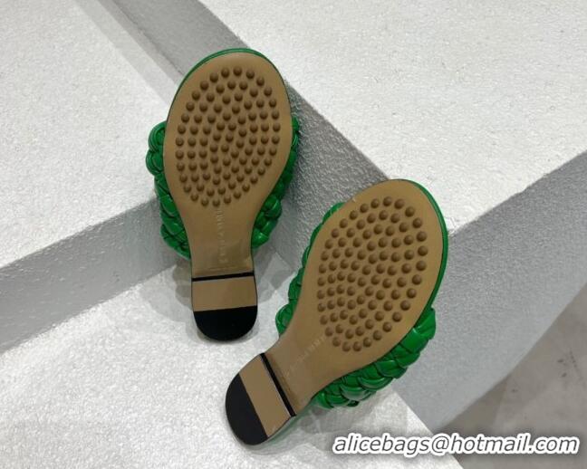 Good Quality Bottega Veneta Dot Wave Flat Slide Sandals Grass Green 080832