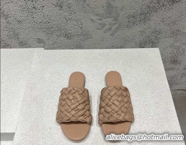 Duplicate Bottega Veneta Dot Wave Flat Slide Sandals Nude 080835