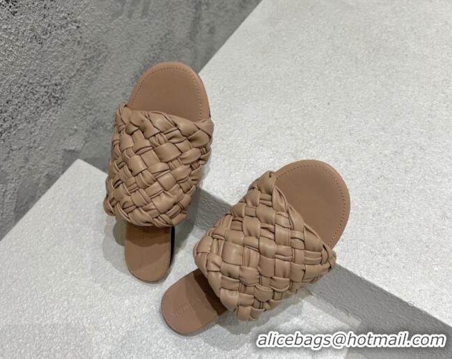 Duplicate Bottega Veneta Dot Wave Flat Slide Sandals Nude 080835