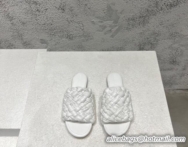 Good Looking Bottega Veneta Dot Wave Flat Slide Sandals White 080836