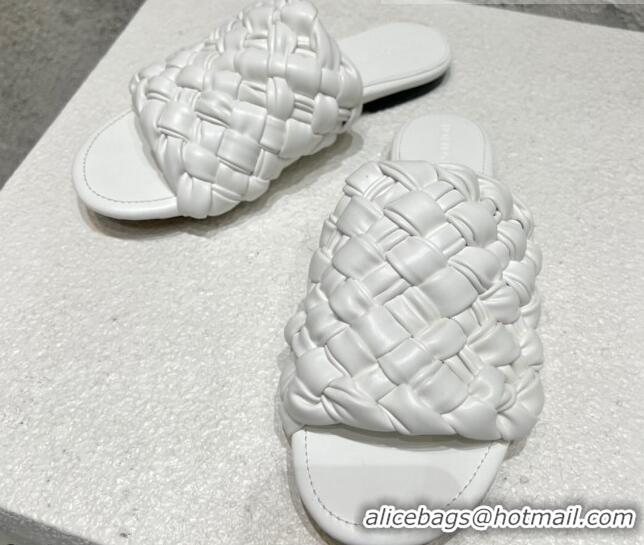 Good Looking Bottega Veneta Dot Wave Flat Slide Sandals White 080836