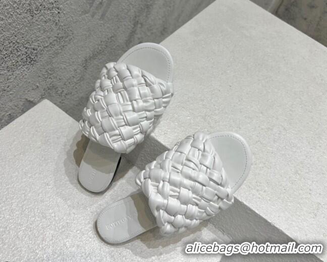 Good Looking Bottega Veneta Dot Wave Flat Slide Sandals White 080836