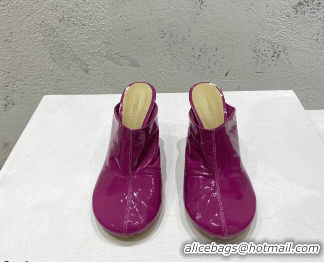 Best Product Bottega Veneta Patent Leather High Heel Mules 9.5cm Purple 2022 080840