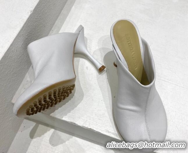 Low Cost Bottega Veneta Lambskin High Heel Mules 9.5cm White 080843