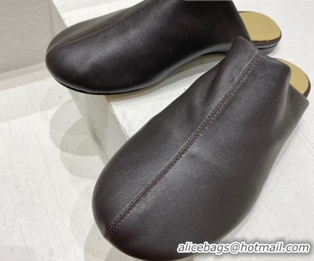 Good Quality Bottega Veneta Lambskin Flat Mules Brown 2022 080849