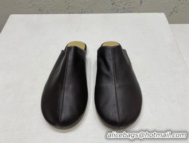 Good Quality Bottega Veneta Lambskin Flat Mules Brown 2022 080849