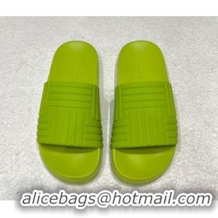 Best Grade Bottega Veneta Rubber Slider Flat Slide Sandals Kiwi Green 080853