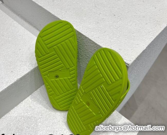 Best Grade Bottega Veneta Rubber Slider Flat Slide Sandals Kiwi Green 080853