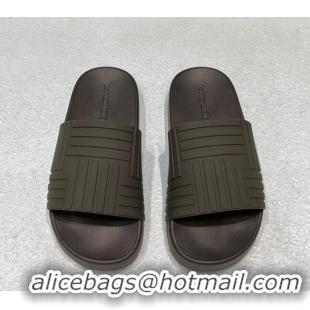 Good Product Bottega Veneta Rubber Slider Flat Slide Sandals Coffee Brown 080854