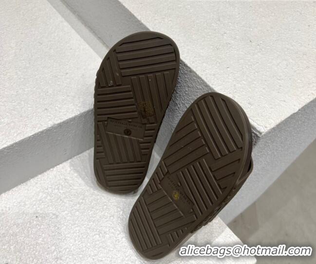 Good Product Bottega Veneta Rubber Slider Flat Slide Sandals Coffee Brown 080854