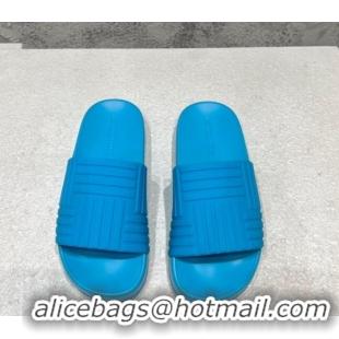 Best Product Bottega Veneta Rubber Slider Flat Slide Sandals Light Blue 080855