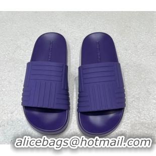 Hot Style Bottega Veneta Rubber Slider Flat Slide Sandals Purple 080857