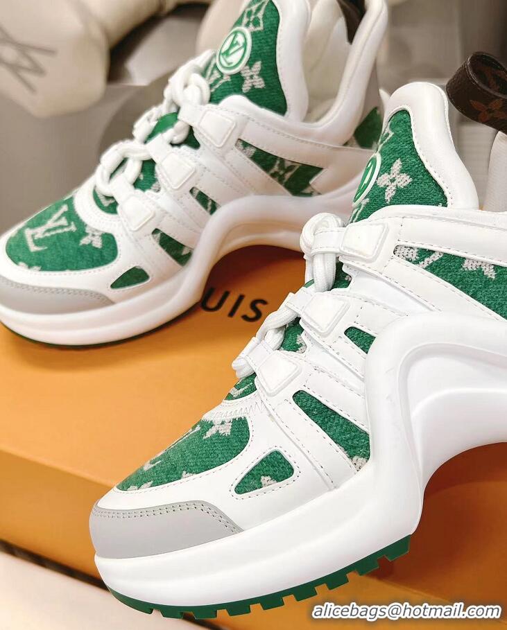 ​New Design Louis Vuitton LV Archlight Fabric Sneakers with Colorful Lace 071917 Green