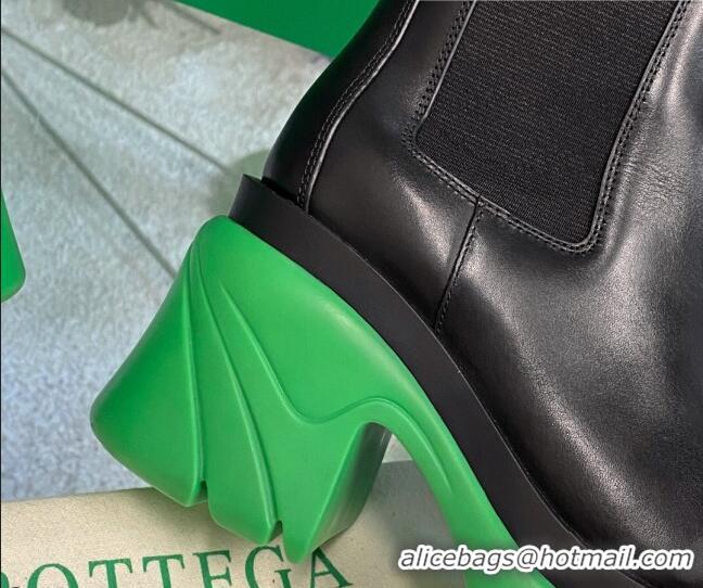 Low Price Bottega Veneta Flash Calf Leather High Chelsea Boots 9.5cm Black/Green 081207