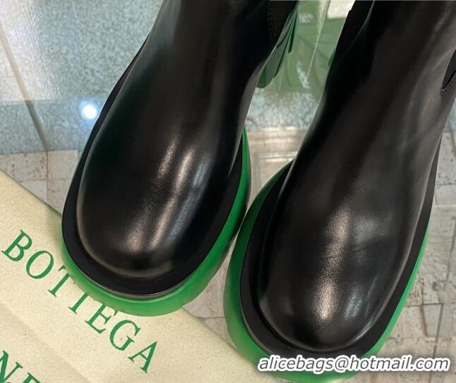 Low Price Bottega Veneta Flash Calf Leather High Chelsea Boots 9.5cm Black/Green 081207