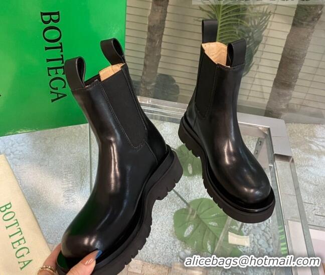 Grade Bottega Veneta Lug Calf Leather Short Chelsea Boots All Black 2081213