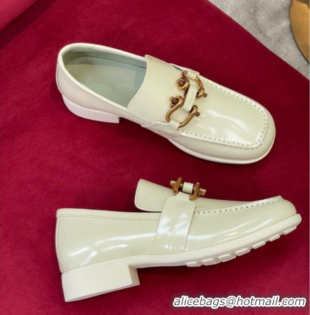 Durable Bottega Veneta Monsieur Calf Leather Loafers White 081218