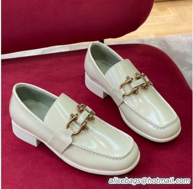 Durable Bottega Veneta Monsieur Calf Leather Loafers White 081218