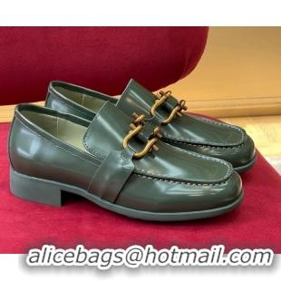 Unique Style Bottega Veneta Monsieur Calf Leather Loafers Green 081219