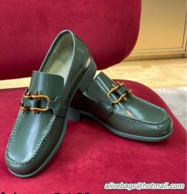 Unique Style Bottega Veneta Monsieur Calf Leather Loafers Green 081219