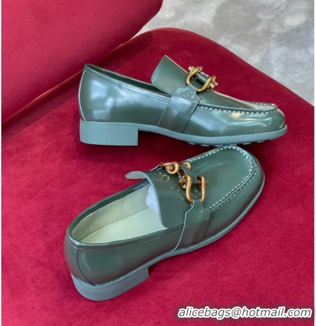 Unique Style Bottega Veneta Monsieur Calf Leather Loafers Green 081219