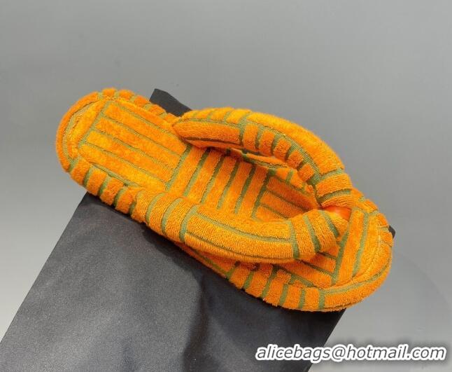 Low Cost Bottega Veneta Towel Flat Thong Sandals Orange 092106