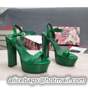 Good Looking Dolce & Gabbana DG Patent Leather High Heel Platform Sandals 15cm Green 2052634