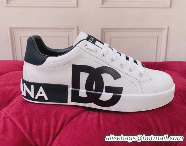 Pretty Style Dolce & Gabbana DG Print Leather Sneakers White/Black 2062139
