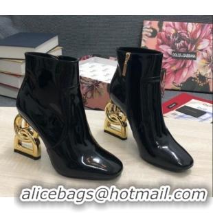 Best Price Dolce & Gabbana Patent Leather High Heel Ankle Boots 10.5cm Black/Gold 081283