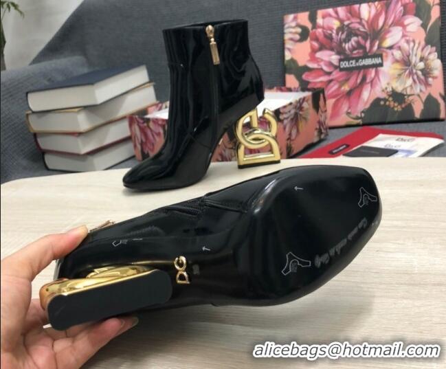 Best Price Dolce & Gabbana Patent Leather High Heel Ankle Boots 10.5cm Black/Gold 081283