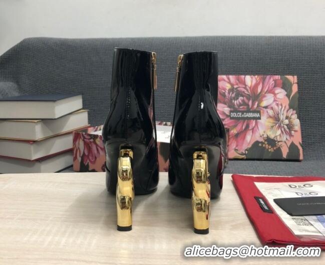 Best Price Dolce & Gabbana Patent Leather High Heel Ankle Boots 10.5cm Black/Gold 081283