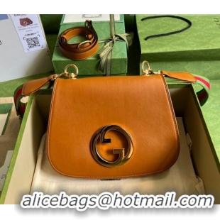 Promotional Gucci Blondie Leather Medium Shoulder Bag with Interlocking G 699210 Brown 2022