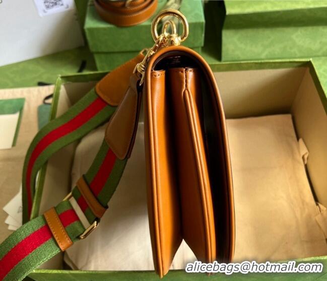 Promotional Gucci Blondie Leather Medium Shoulder Bag with Interlocking G 699210 Brown 2022