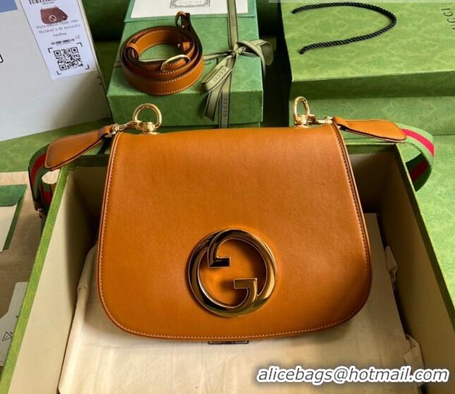 Promotional Gucci Blondie Leather Medium Shoulder Bag with Interlocking G 699210 Brown 2022