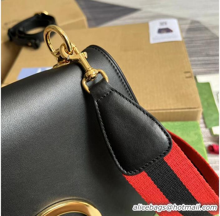 Famous Brand Gucci Blondie Leather Medium Shoulder Bag with Interlocking G 699210 Black 2022