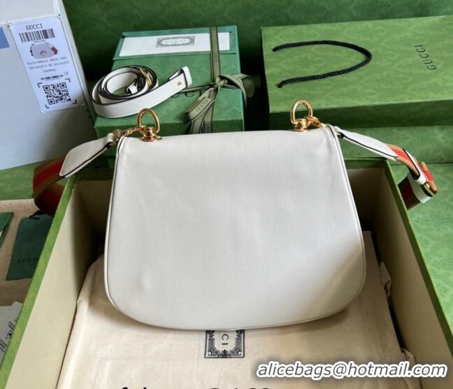 Top Grade Gucci Blondie Leather Medium Shoulder Bag with Interlocking G 699210 White 2022