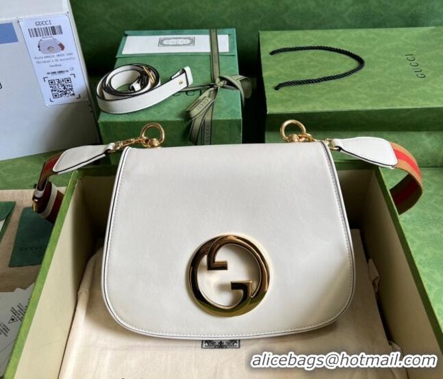 Top Grade Gucci Blondie Leather Medium Shoulder Bag with Interlocking G 699210 White 2022