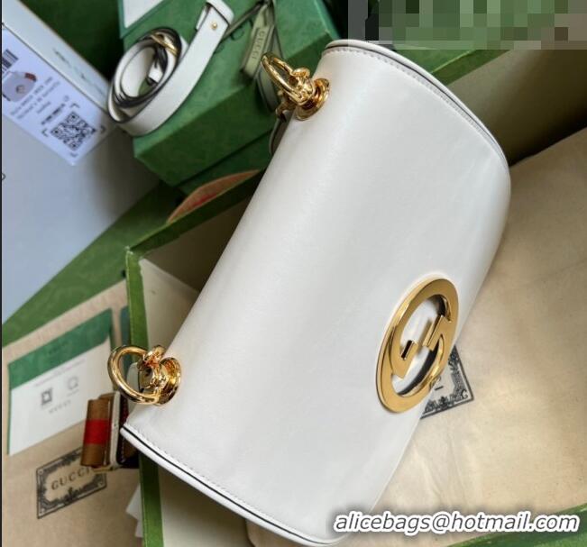 Top Grade Gucci Blondie Leather Medium Shoulder Bag with Interlocking G 699210 White 2022